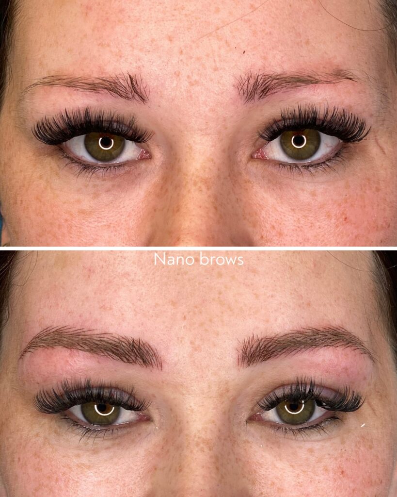 Before and after nano brows result
